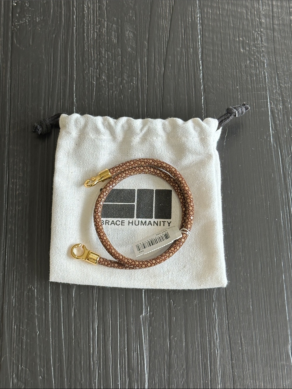 Brace Humanity Brown Textured Wrap Bracelet with Gold Hardware